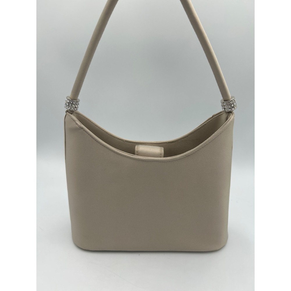 Preston and York Silver Satin Rhinestone Evening Shoulder Bag Formal Y2K Minimal